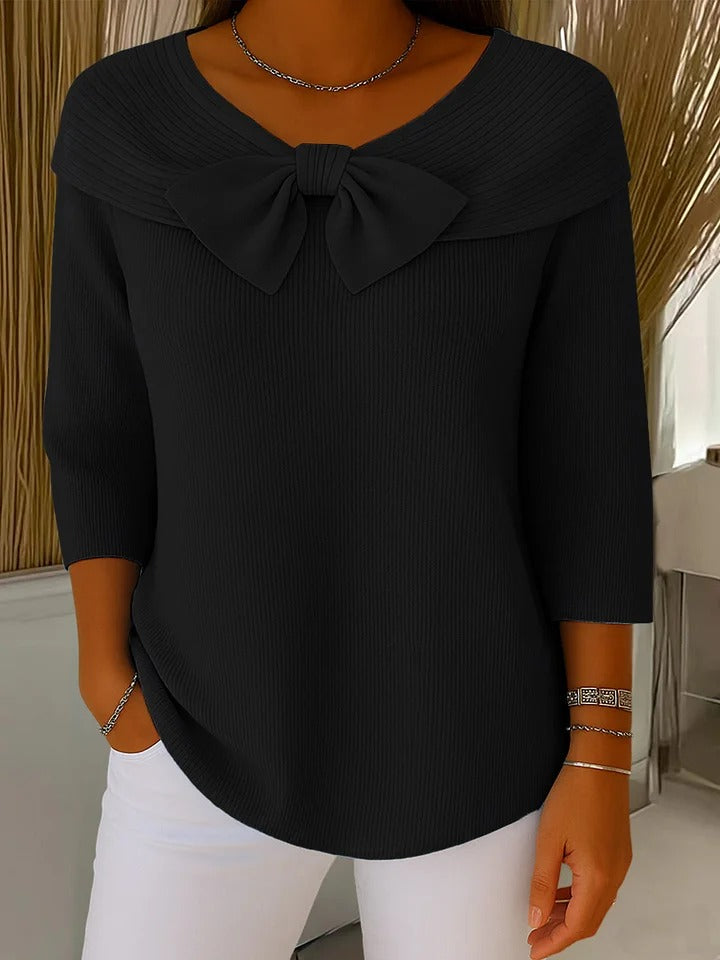 Wendeline | Pullover mit Schleife und Rundhalsausschnitt