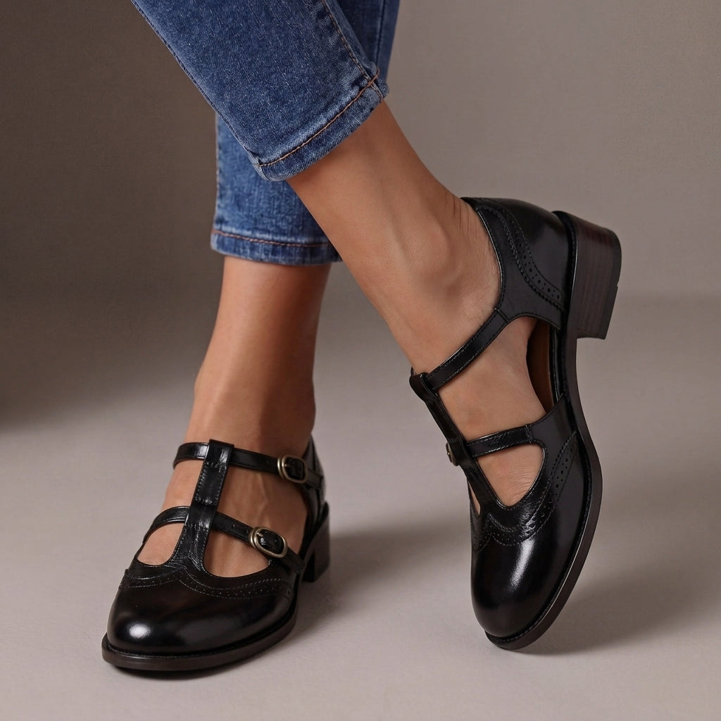 Lucinda | Leder Brogue Mary Janes