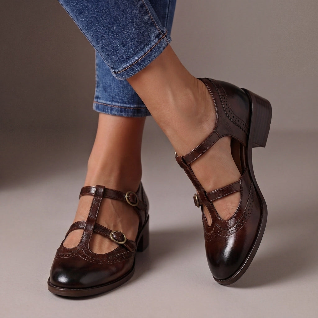 Lucinda | Leder Brogue Mary Janes