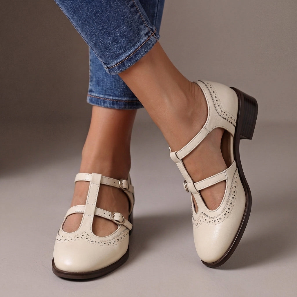 Lucinda | Leder Brogue Mary Janes