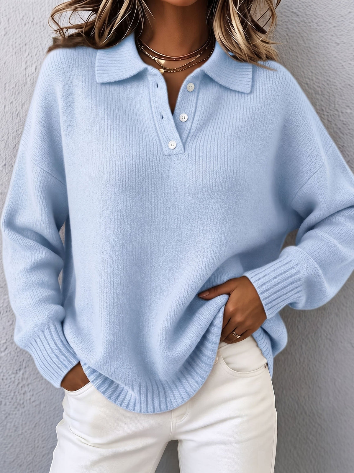 Marvelle | Schicker Polo-Hoodie-Strickpullover