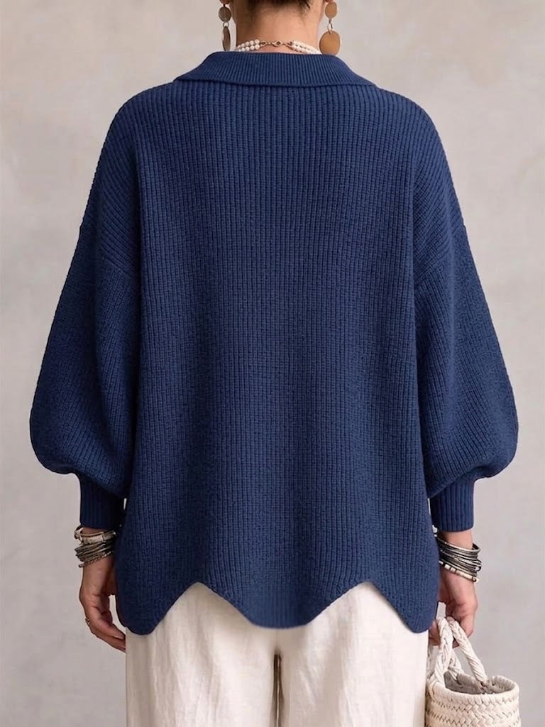 Isadora | Oversize-Strickjacke mit grossem Metallknopfkragen