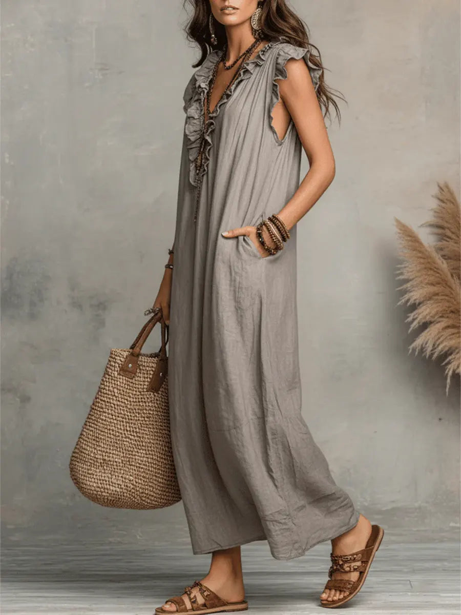 Chiara | Maxikleid im Boho-Stil mit V-Ausschnitt