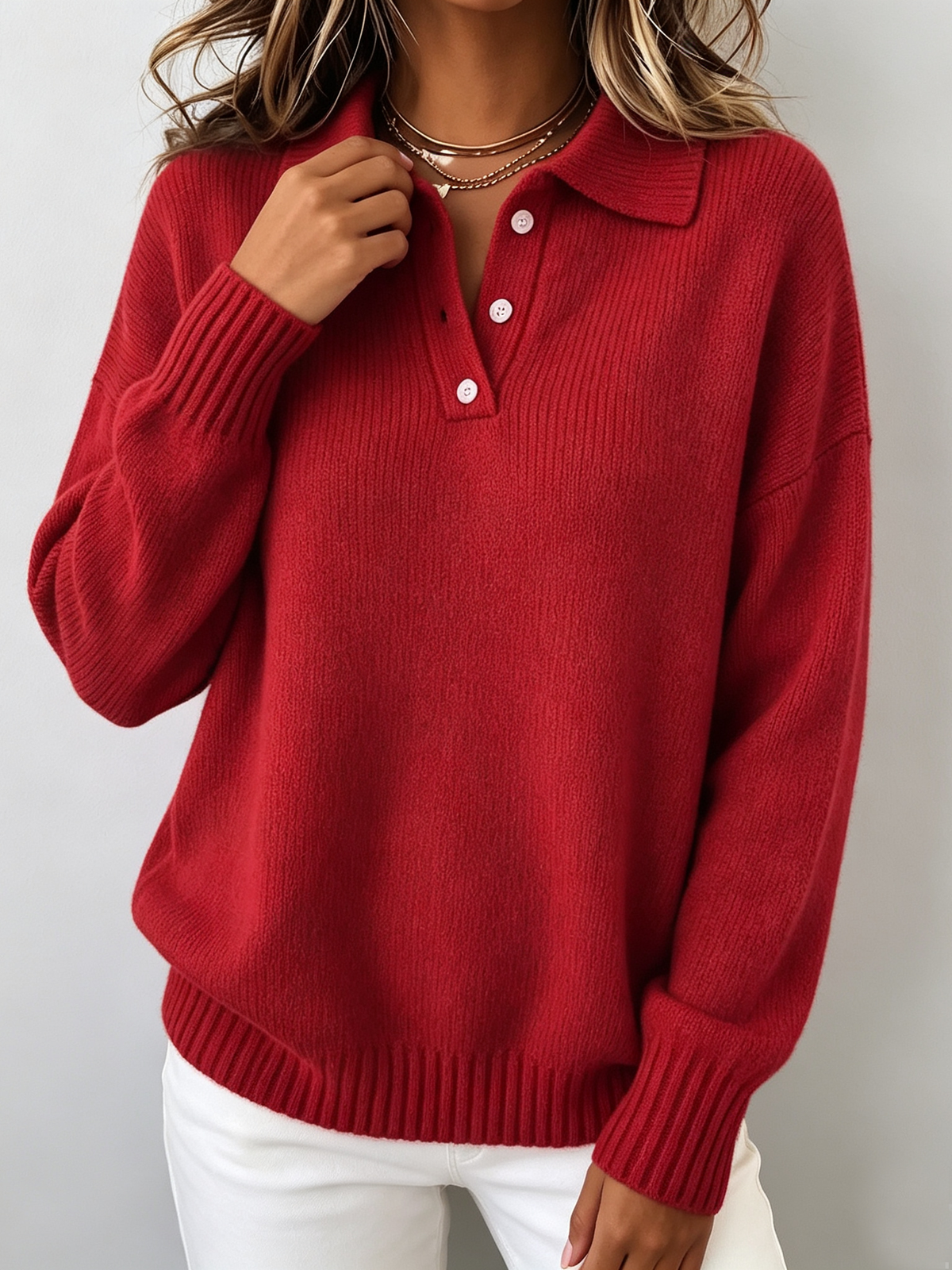 Marvelle | Schicker Polo-Hoodie-Strickpullover