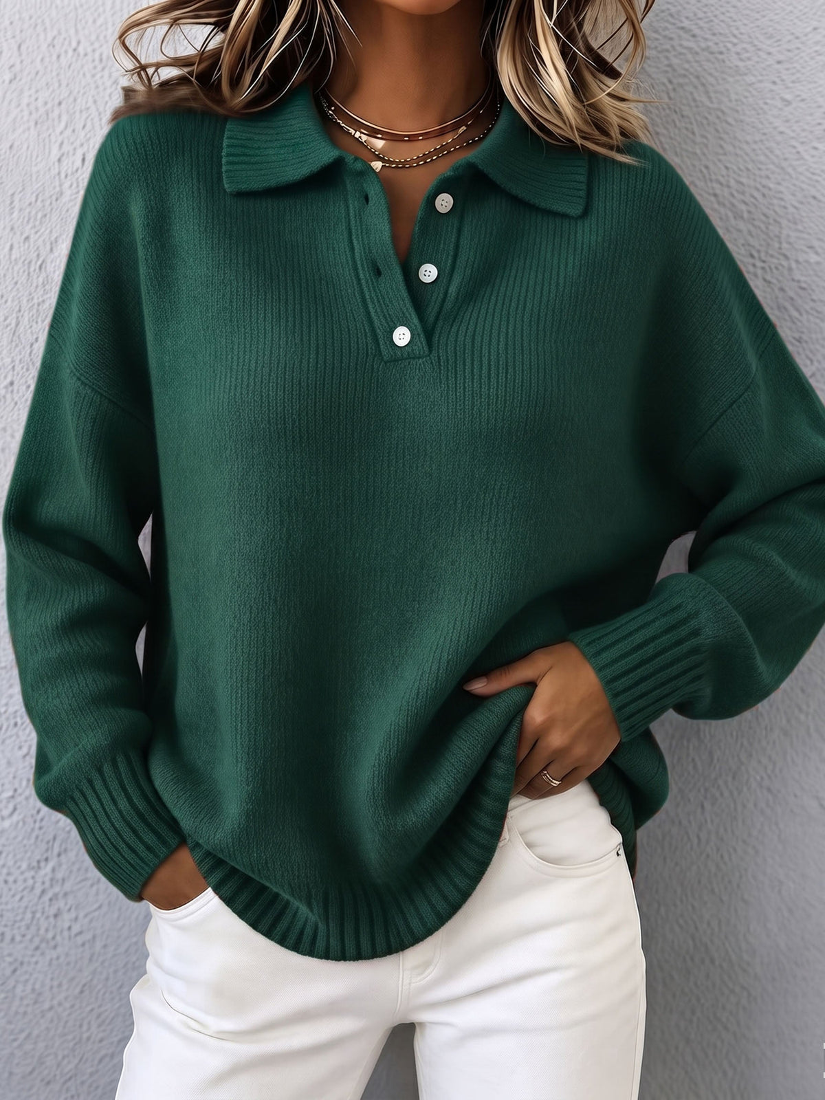 Marvelle | Schicker Polo-Hoodie-Strickpullover