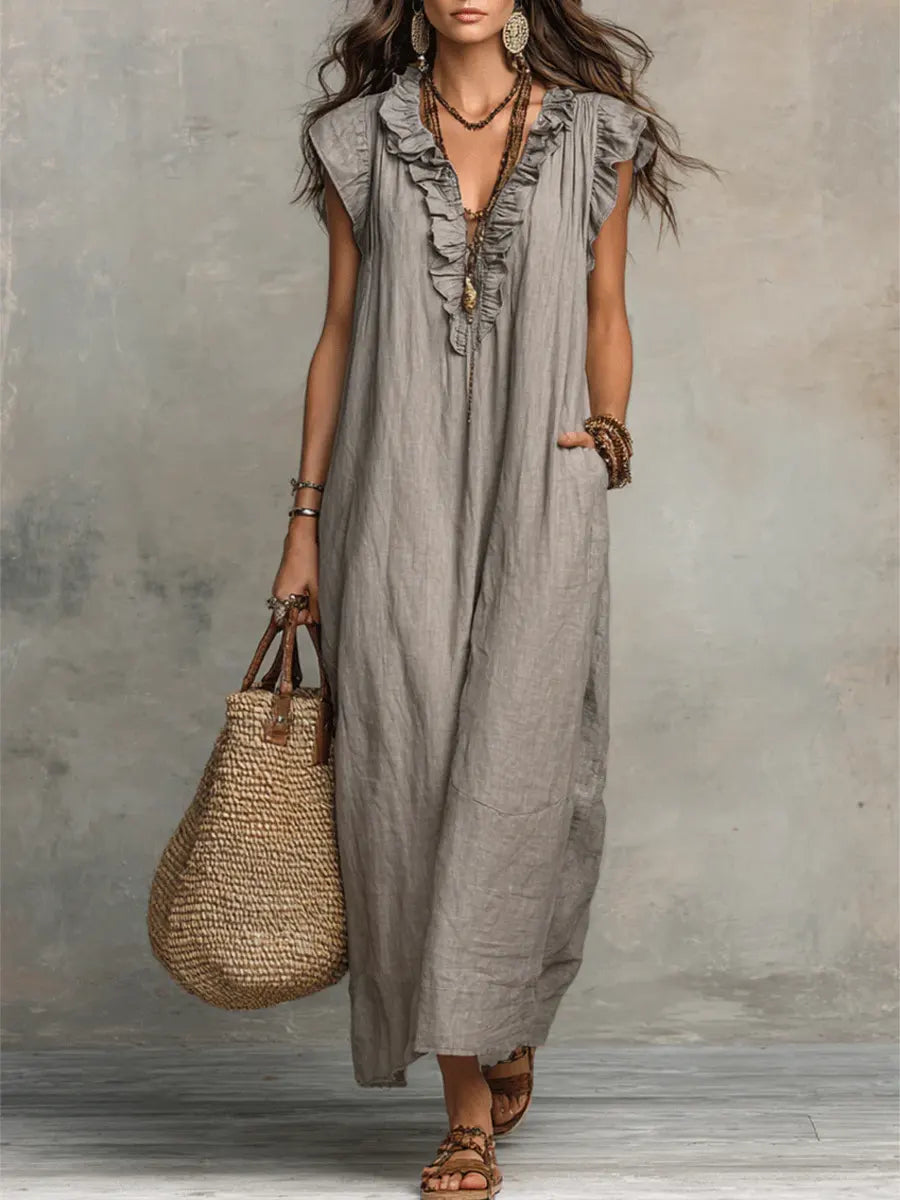 Chiara | Maxikleid im Boho-Stil mit V-Ausschnitt