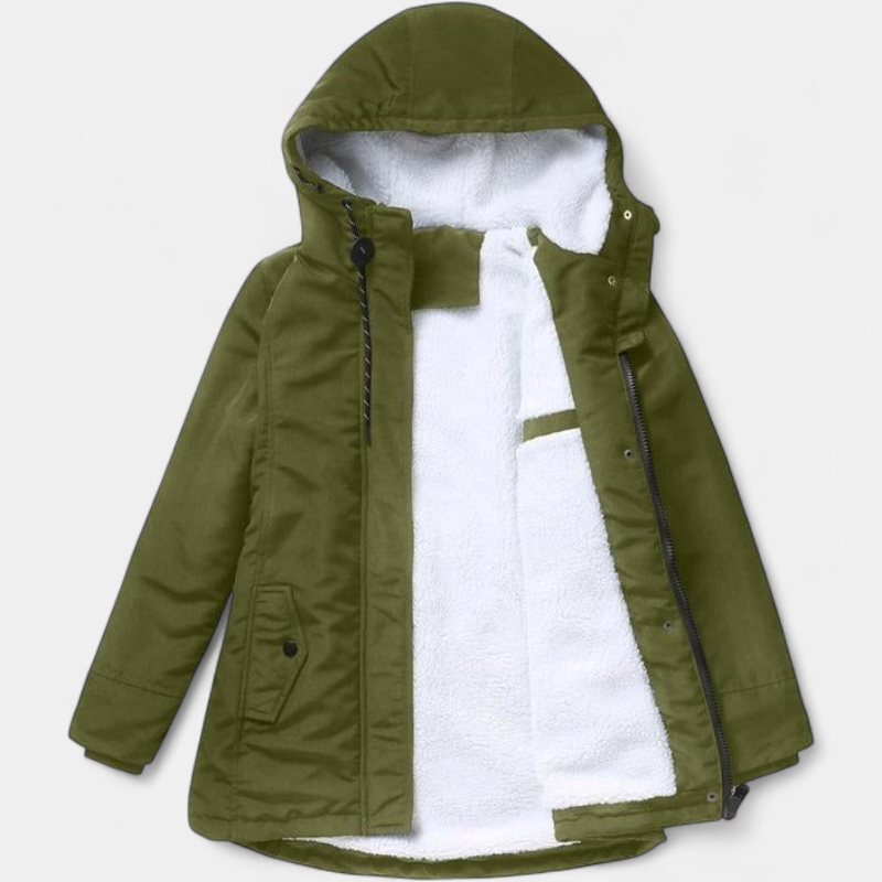 AMINA | Dicke Winterjacke mit Kapuze und gestepptem Futter für winterliche Wärme
