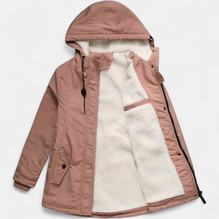 AMINA | Dicke Winterjacke mit Kapuze und gestepptem Futter für winterliche Wärme