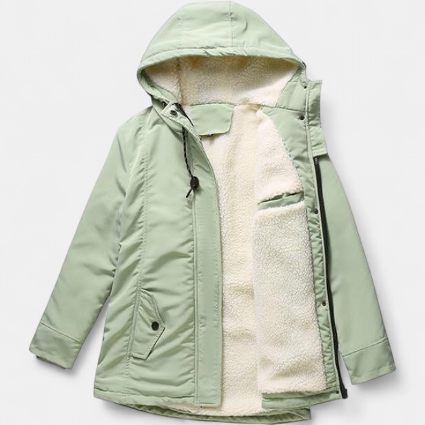 AMINA | Dicke Winterjacke mit Kapuze und gestepptem Futter für winterliche Wärme