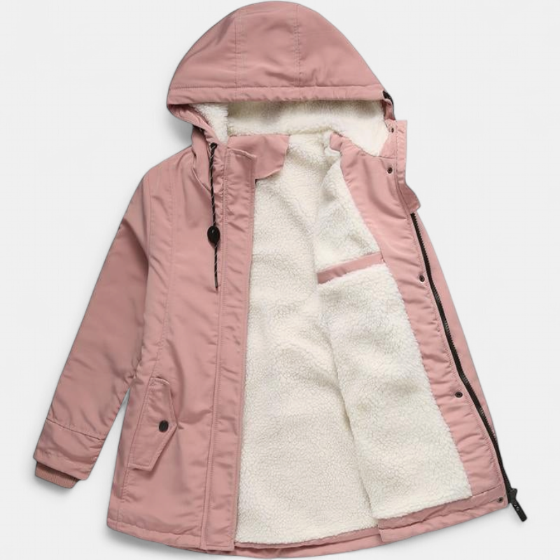 AMINA | Dicke Winterjacke mit Kapuze und gestepptem Futter für winterliche Wärme