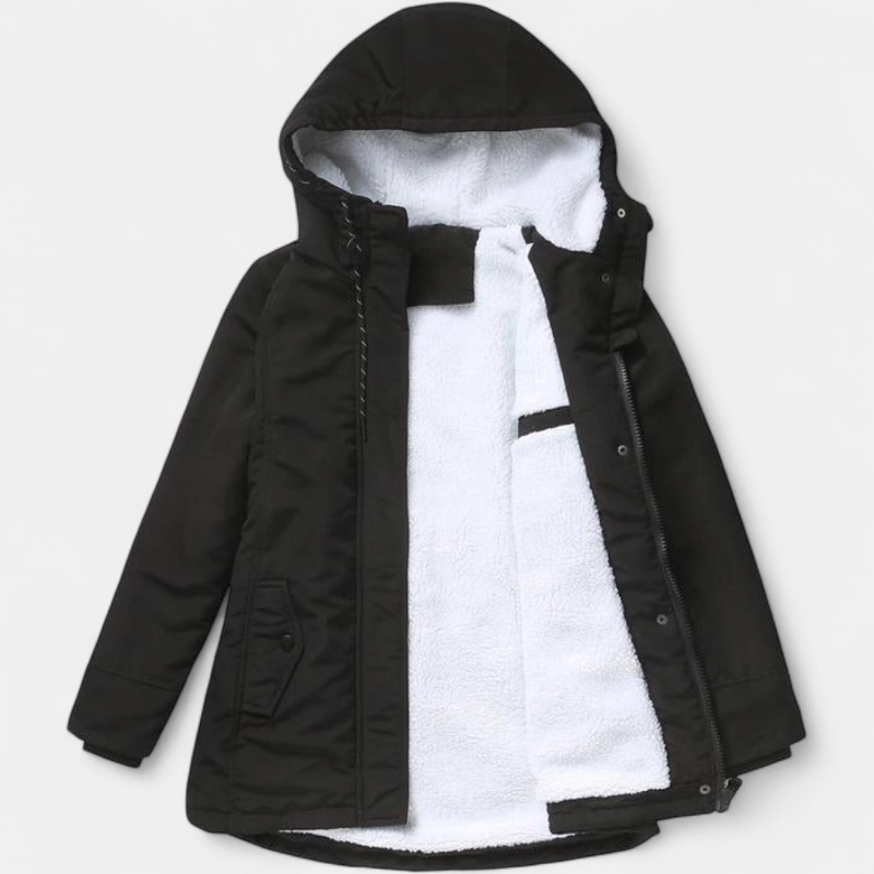 AMINA | Dicke Winterjacke mit Kapuze und gestepptem Futter für winterliche Wärme