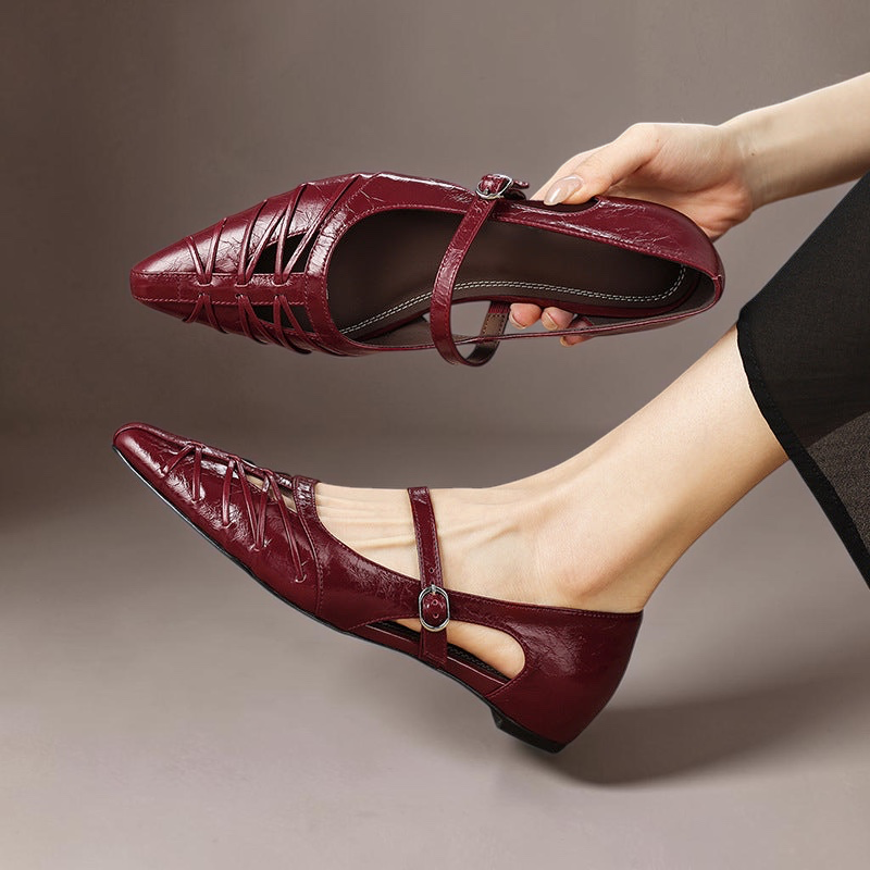 Quenby | Spitzes Gitter-Cut Mary Jane Flat